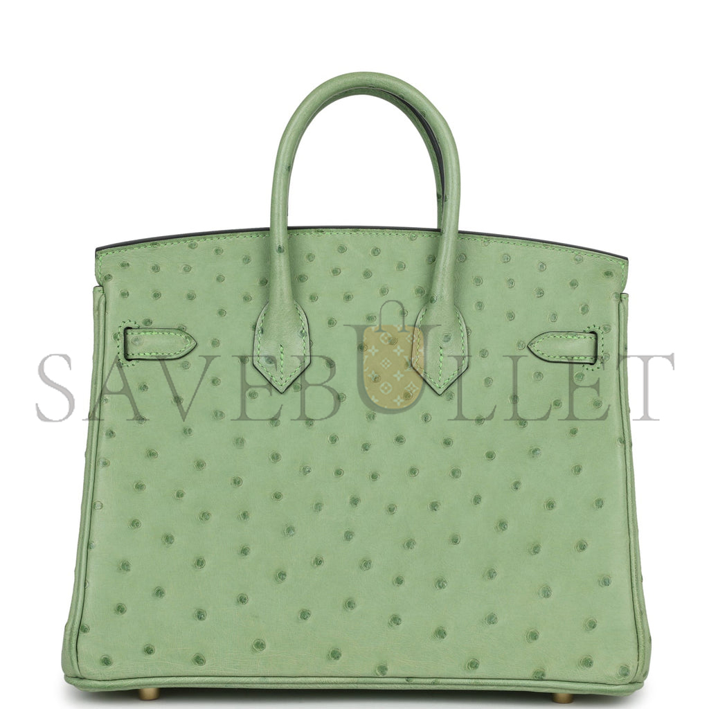 H**mes master birkin 25 ostrich leather mint green gold buckle h041944ck87 (25*20*13cm)